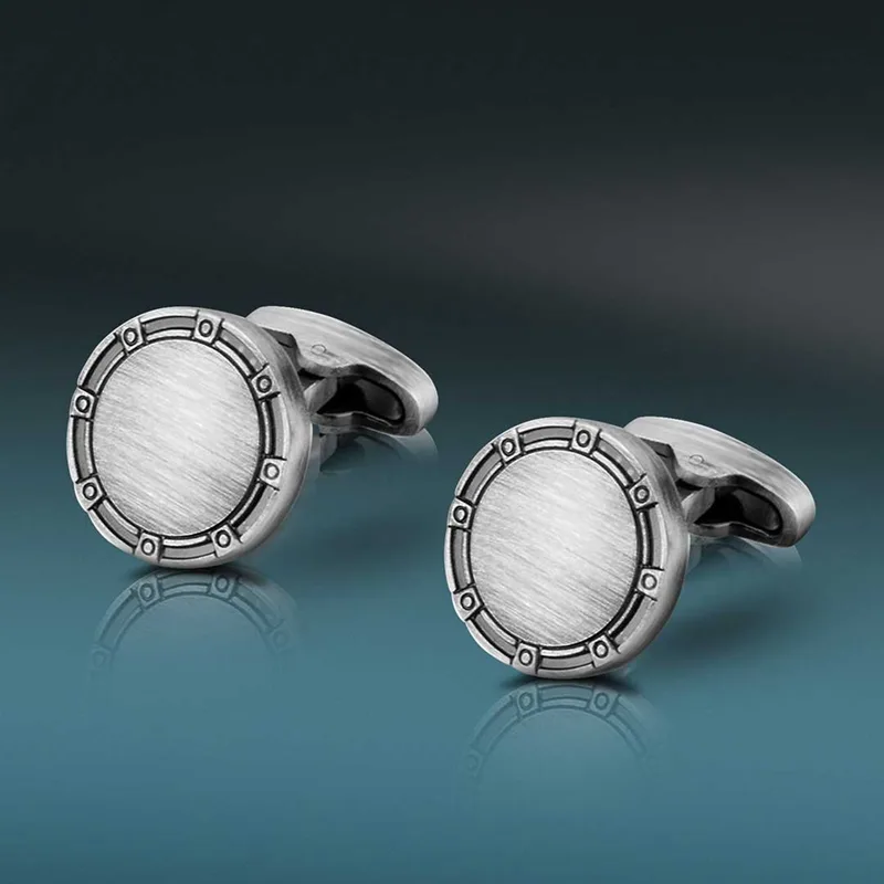 Stainless Steel Silver-Plated Textured Cufflink